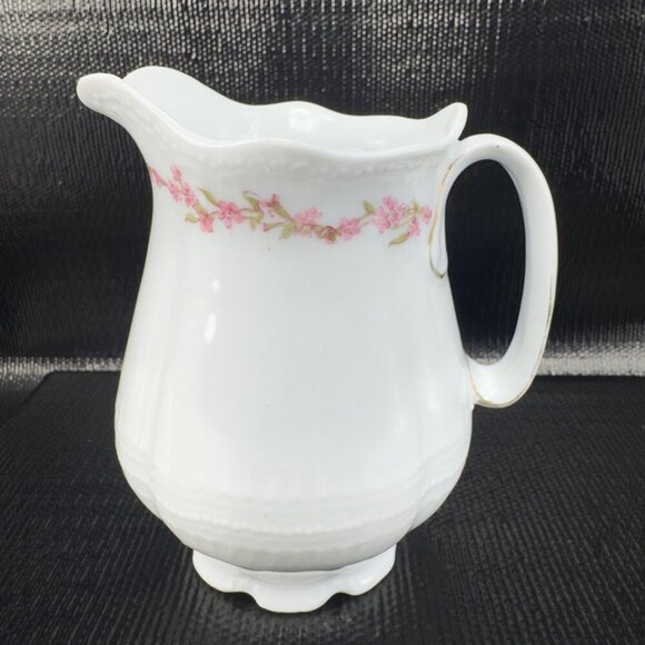 Antique Victoria Austria Fine Porcelain Small Pitcher Creamer Floral Pattern VTG - Picture 4 of 11